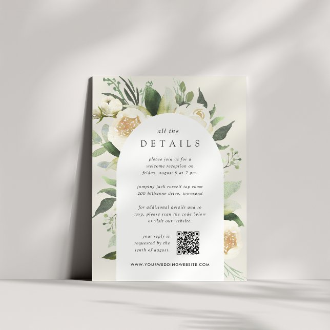 Carte D'accompagnement Ivory Bloom | Détails sur le Mariage floral aquare (Créateur téléchargé)