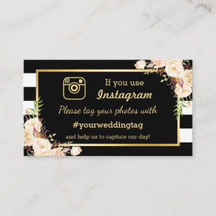 Carte D'accompagnement Ivory Floral Instagram Hashtag Mariage Insert Card