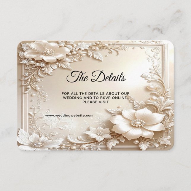 Carte D'accompagnement Ivory Flowers Detail (Devant)
