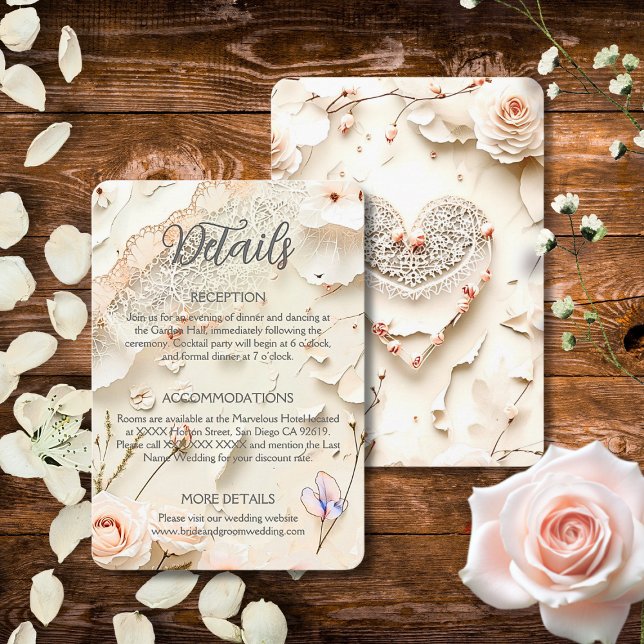 Carte D'accompagnement Ivory Lace Floral Romantic Spring Garden Wedding (Créateur téléchargé)