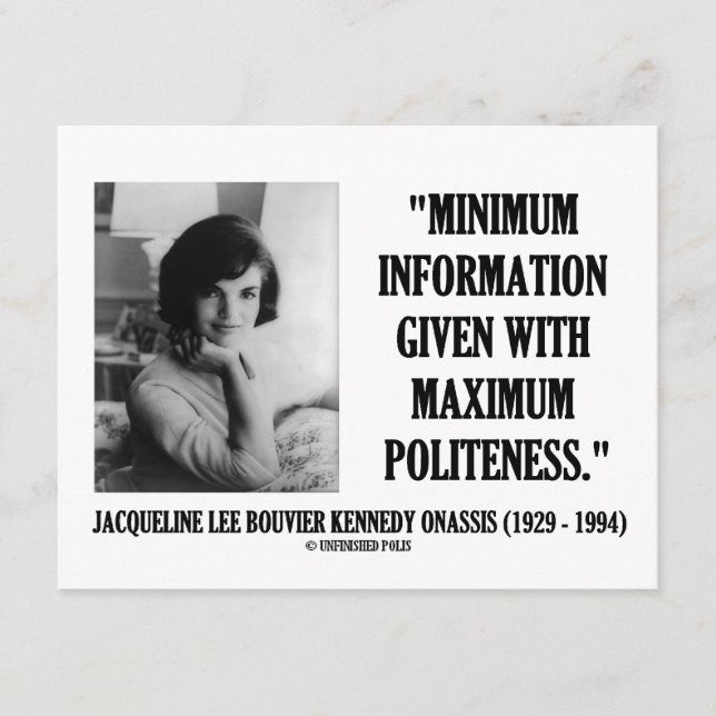 Carte D'accompagnement Jacqueline Kennedy Politesse minimale de l'informa (Devant)