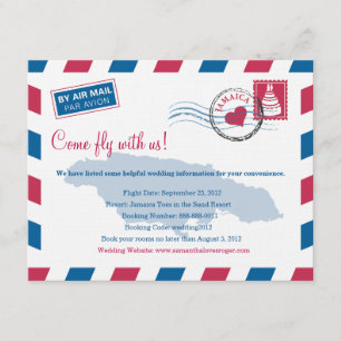 Carte D'accompagnement Jamaïque Air Mail Information de voyage Mariage