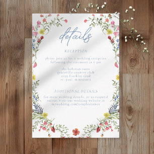 Carte D'accompagnement Jardin de fleurs sauvages de mariage printanier ro