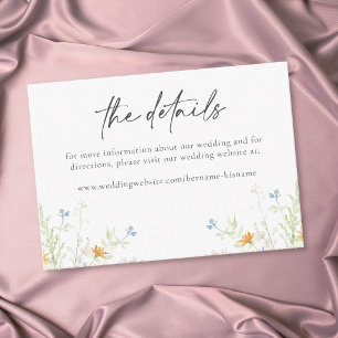 Carte D'accompagnement Jardin de fleurs sauvages Mariage floral rustique