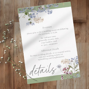 Carte D'accompagnement Jardin de fleurs sauvages sauge Détails de mariage