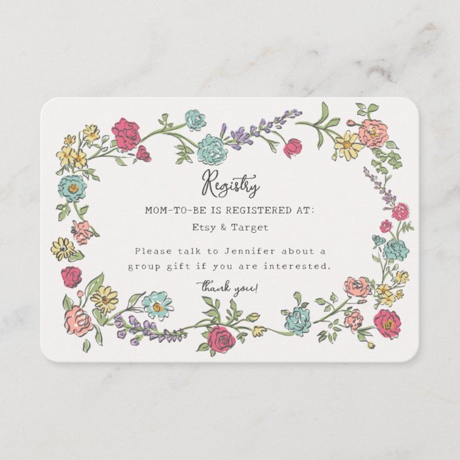 Carte D'accompagnement Jardin d'été Floral Babal Registre Insertion (Devant)