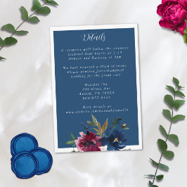 Carte D'accompagnement Jardin enchanté Dusty Blue Bourgogne Navy
