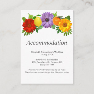 Carte D'accompagnement Jardin Floral Citrus Mariage Hébergement