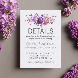Carte D'accompagnement Jardin Floral Violet Violet Lavande Détails Insére