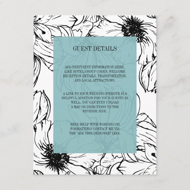 Carte D'accompagnement Jardin moderne | Turquoise mariage Détails de l'in (Devant)