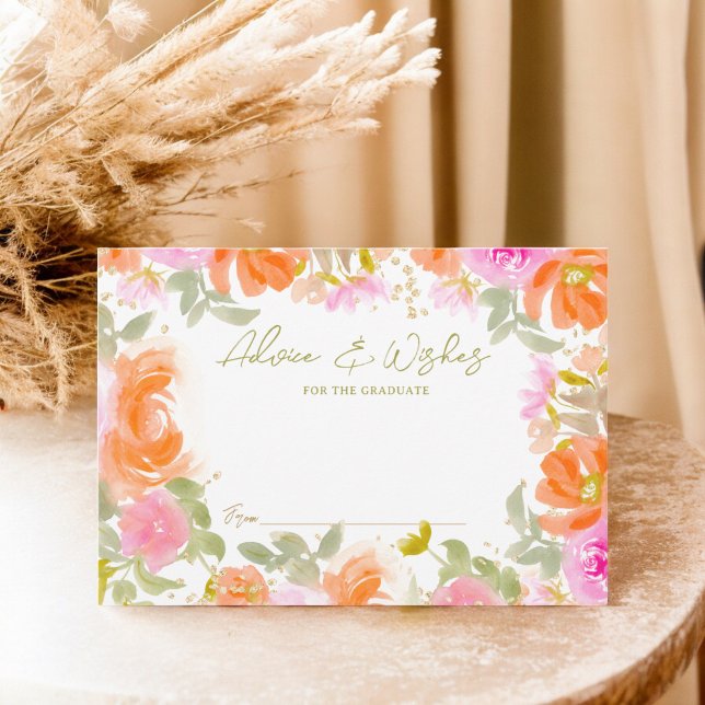 Carte D'accompagnement Jardin orange boho fleur sauvage graduation (Garden orange boho wildflowers graduation enclosure card)