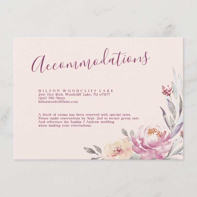 Carte D'accompagnement Jardin romantique aquarelle logement fleuri (Devant)