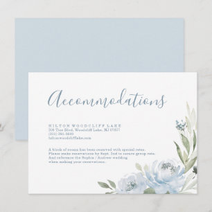Carte D'accompagnement Jardin romantique dusté bleu fleuri hébergement