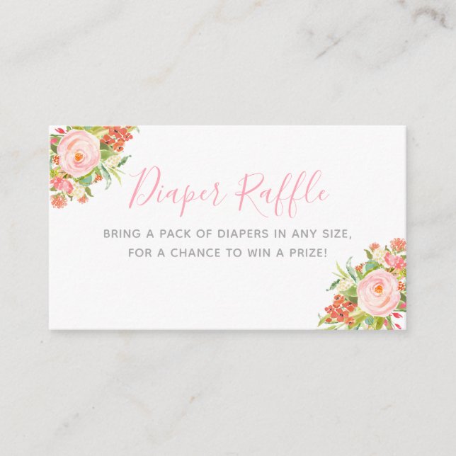Carte D'accompagnement Jardin rose Floral Fille Baby shower Déchets Raffl (Devant)