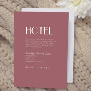 Carte D'accompagnement Jardin rose   Hébergement Mariage Rose foncé