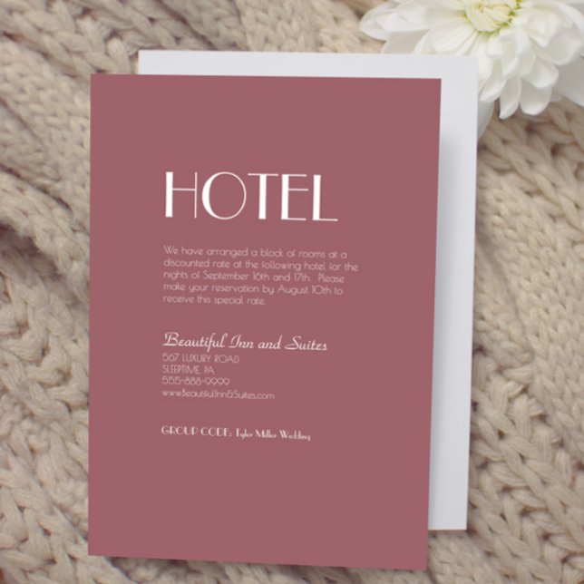 Carte D'accompagnement Jardin rose | Hébergement Mariage Rose foncé (Créateur téléchargé)