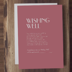 Carte D'accompagnement Jardin rose   Rose foncé Mariage Wishing well