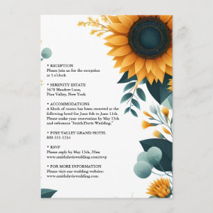 Carte D'accompagnement Jardin rustique plante verdure tournesol Mariage