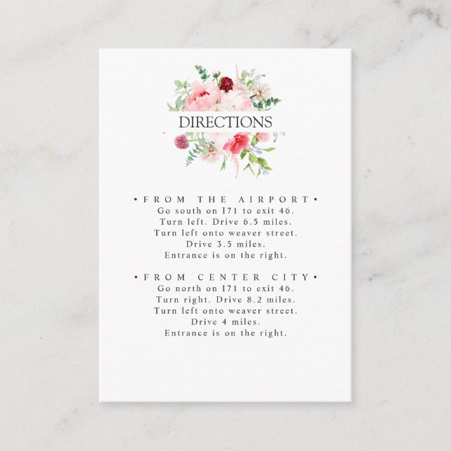Carte D'accompagnement Jardin sauvage | MARIAGE de fleurs roses (Devant)