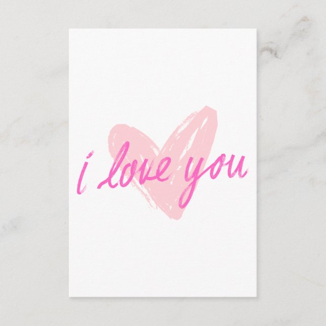 Carte D'accompagnement Je t'aime" Design Coeur Rose (Devant)