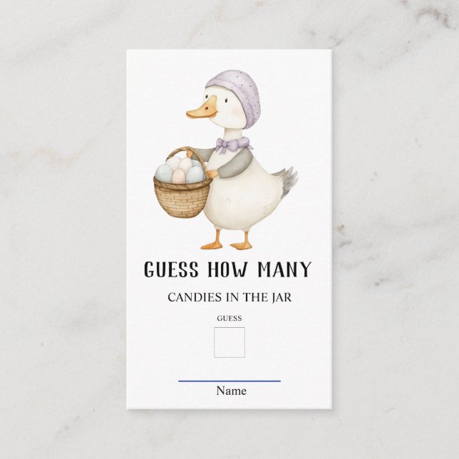 Carte D'accompagnement Jemima PuddleDuck Devine Combien De Baby showers J (Devant)