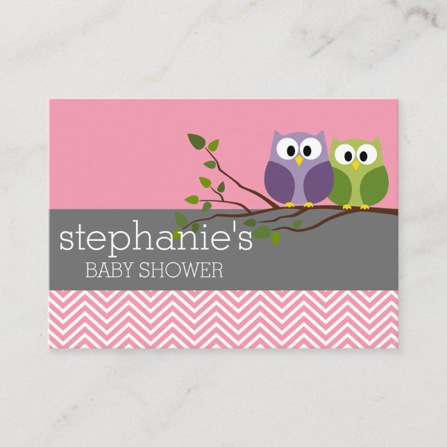 Carte D'accompagnement Jeu de Baby shower de Chouette - Déchets (Devant)