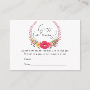 Carte D'accompagnement Jeu de candy Safari Floral Aquarelle pour Baby Sho