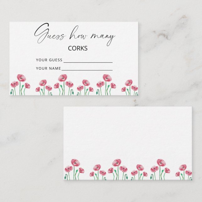 Carte D'accompagnement Jeu de devinette des bouchons floraux pour mariage (Devant / Derrière)