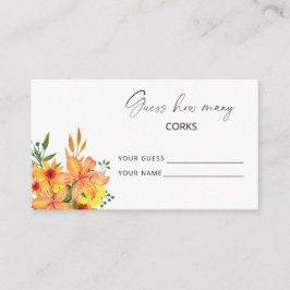 Carte D'accompagnement Jeu de mariage floral : devinez combien de bouchon