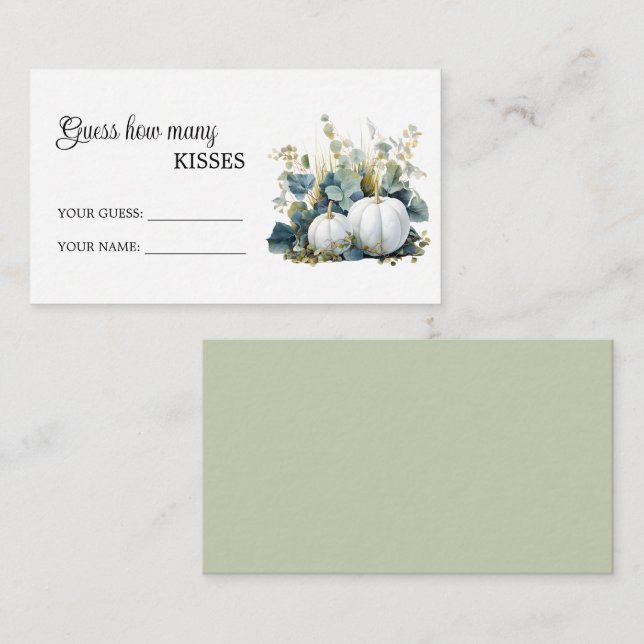 Carte D'accompagnement Jeux de Baby Shower : Citrouilles Blanches Combien (Devant / Derrière)