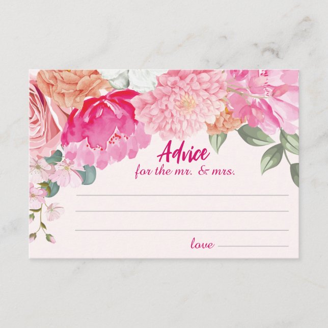 Carte D'accompagnement Jeux de Fête des mariées florale rose pâle (Devant)
