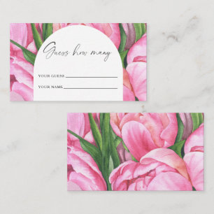 Carte D'accompagnement Jeux de mariage - devine combien - fleurs de pivoi