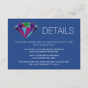 Carte D'accompagnement Jewel gemstone détails du mariage insérer la deman