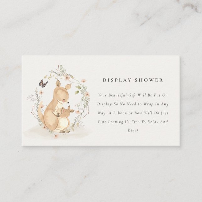 Carte D'accompagnement Joey Mama Kangaroo Baby shower Floral (Devant)