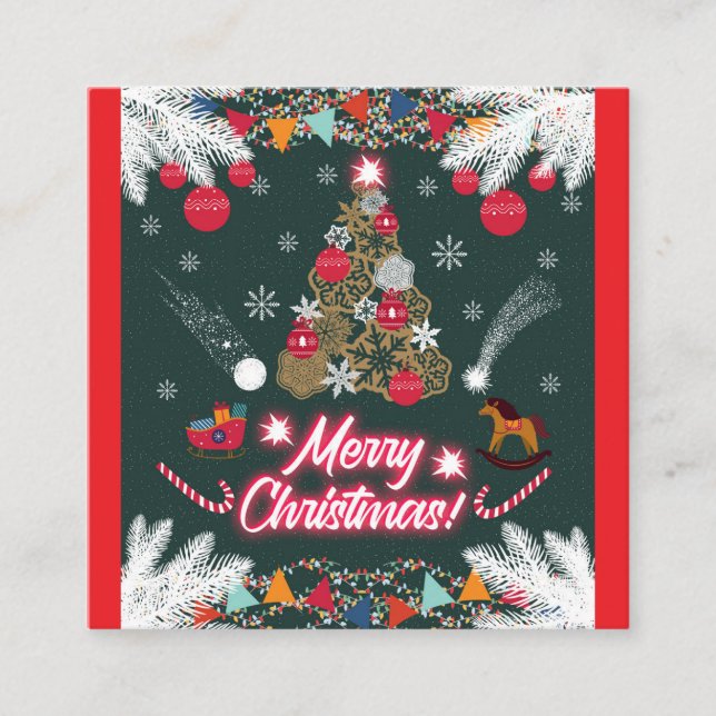 Carte D'accompagnement Joie à feuillage persistant de Noël (Devant)