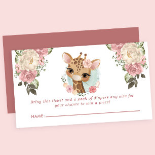 Carte D'accompagnement Joli Baby shower de Giraffe florale Raffle de couc