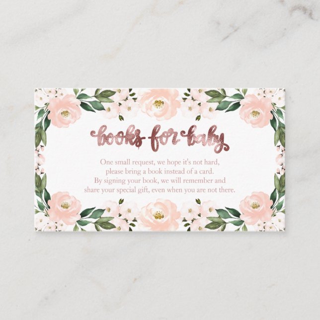 Carte D'accompagnement Joli Baby shower Floral Rose Livres Pour Bébé (Devant)