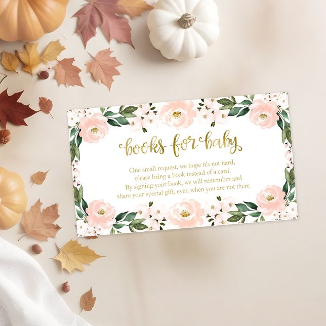 Carte D'accompagnement Joli Baby shower Floral Rose Livres Pour Bébé (Créateur téléchargé)