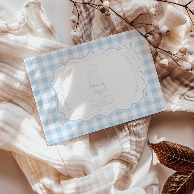 Carte D'accompagnement Joli En vichy Français Teddy Bear Diapper Raffer (Créateur téléchargé)