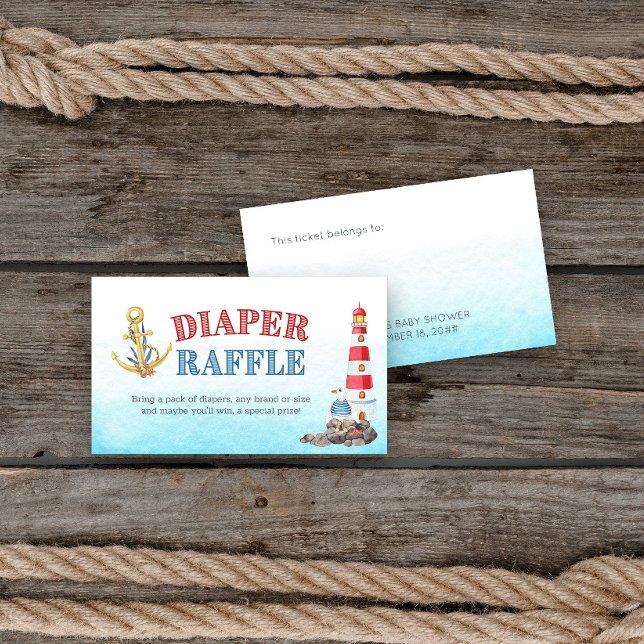 Carte D'accompagnement Joli jeu de Baby shower Nautique (Diaper raffle tickets from my Ahoy it's a boy Nautical Baby Shower collection)