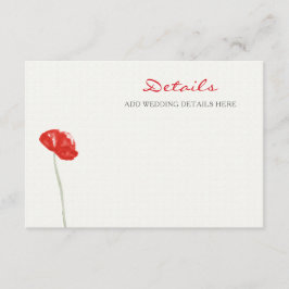 Carte D'accompagnement Joli mariage fleuri Red Poppies