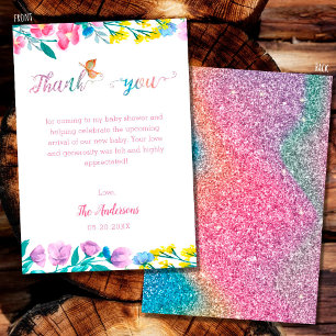 Carte D'accompagnement Joli Papillon Rose Remerciement Baby Shower de Pri