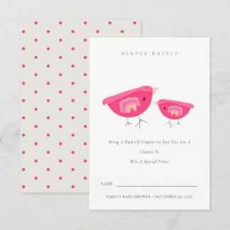 Carte D'accompagnement Joli Rainbow Pink Birdy Baby shower de carafe