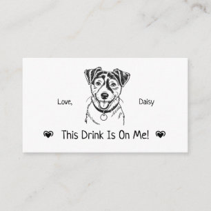 Carte D'accompagnement Joli ticket de boisson de mariage de chien personn