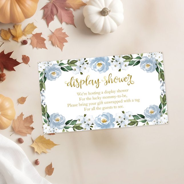 Carte D'accompagnement Jolie Baby shower Floral Bleu Douche (Créateur téléchargé)