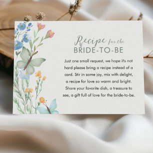 Carte D'accompagnement Jolie mariée papillon et fleurs Recipe Baby Shower
