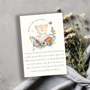 Carte D'accompagnement Jote Panier Fleur Bleu Livres Pour Baby shower