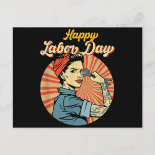 Carte D'accompagnement Joyeuse Fille de la Fête du Travail Forte Mouvemen