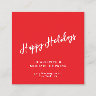 Carte D'accompagnement Joyeuses Fêtes Joyeux Noël Rouge Éclatant Famille