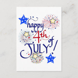 Carte D'accompagnement Joyeux 4 juillet ! avec feux d'artifice et étoiles